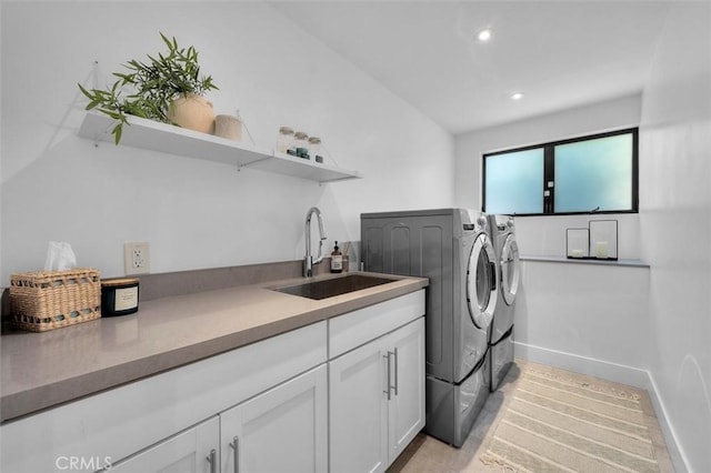 4764 Browndeer Ln, Rancho Palos Verdes, CA 90275 - laundry area with washing machine and clothes dryer, cabinet space, and recessed lighting
