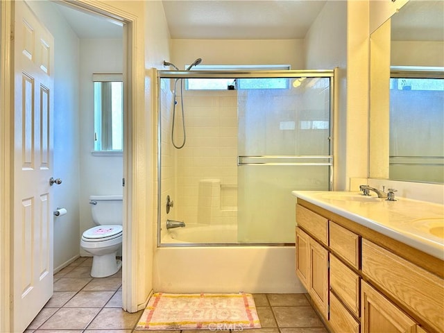2244 Posada Ct, Corona, CA 92879 - full bath with tile patterned flooring, enclosed tub / shower combo, and double vanity