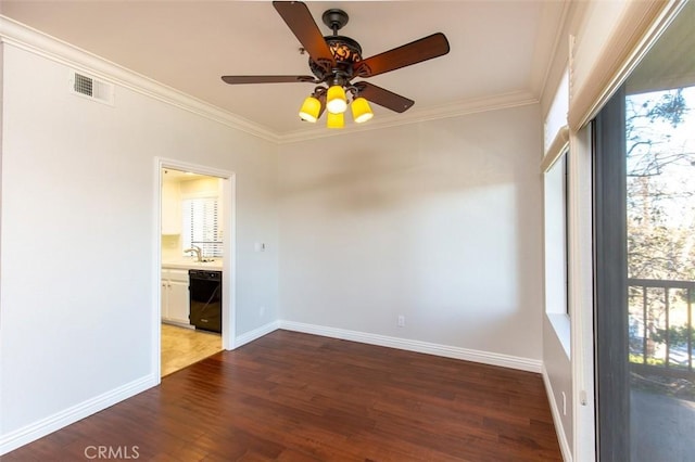 2567 Plaza Del Amo Unit 205, Torrance, CA 90503 - unfurnished room with crown molding, wood finished floors, a ceiling fan, and healthy amount of natural light