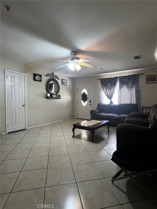 2932 Prospect Ave, Riverside, CA 92507 - living room with ceiling fan and light tile patterned floors