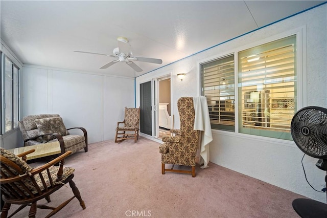 3310 Purple Sage Ln, Palmdale, CA 93550 - living area featuring carpet floors and a ceiling fan