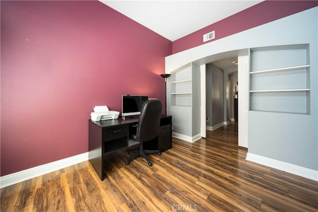 3310 Purple Sage Ln, Palmdale, CA 93550 - home office with arched walkways and wood finished floors