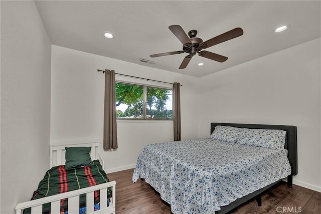 19650 Mountain Mdw N, Hidden Valley Lake, CA 95467 - bedroom with wood finished floors, recessed lighting, and ceiling fan