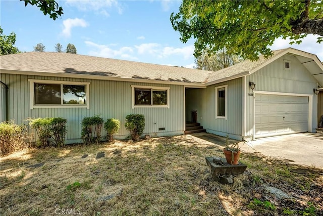 19650 Mountain Mdw N, Hidden Valley Lake, CA 95467 - ranch-style home with a garage, roof with shingles, and driveway