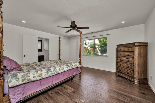 19650 Mountain Mdw N, Hidden Valley Lake, CA 95467 - bedroom with wood finished floors, recessed lighting, and a ceiling fan