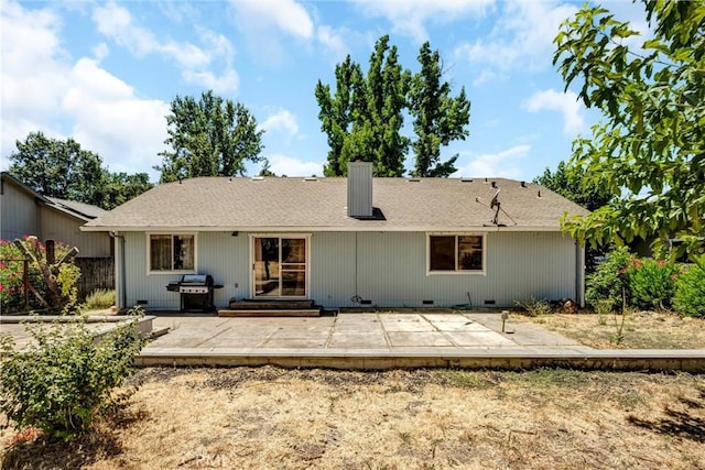19650 Mountain Mdw N, Hidden Valley Lake, CA 95467 - back of property featuring a patio area, a chimney, and roof with shingles