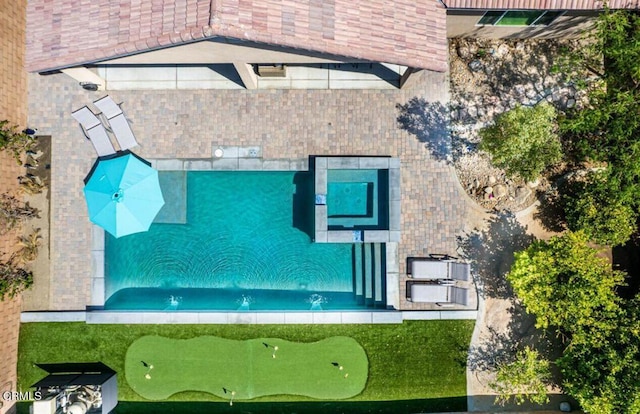 84319 Cigno Ct, Indio, CA 92203 - view from above of property with a pool