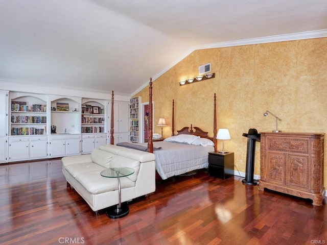 25152 Mammoth Cir, Lake Forest, CA 92630 - bedroom featuring lofted ceiling, wood finished floors, and crown molding