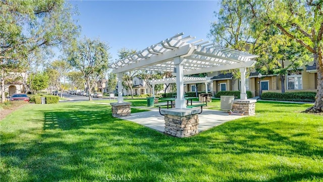 1335 Mc Fadden Dr, Fullerton, CA 92833 - surrounding community with a pergola and a lawn