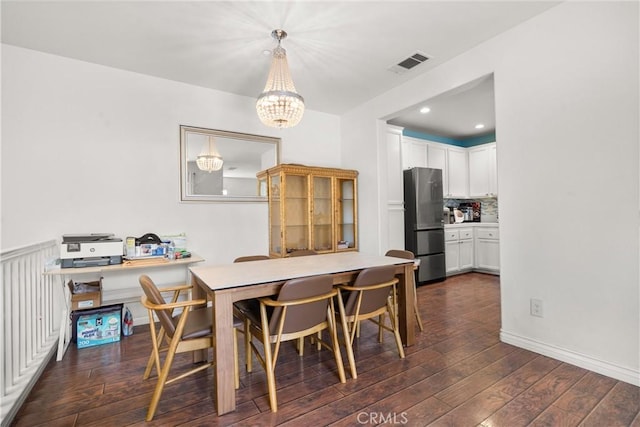 1335 Mc Fadden Dr, Fullerton, CA 92833 - dining area featuring dark wood-style floors, a chandelier, and recessed lighting