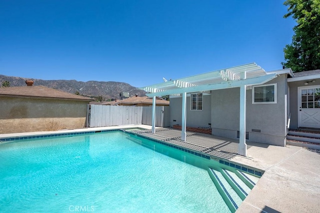 11009 Quill Ave, Sunland, CA 91040 - view of pool featuring a patio, a pergola, and a mountain view