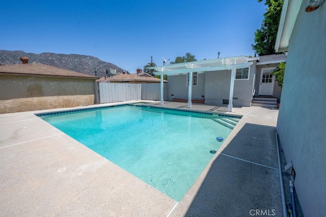 11009 Quill Ave, Sunland, CA 91040 - view of pool featuring a mountain view, a pergola, a patio, and entry steps