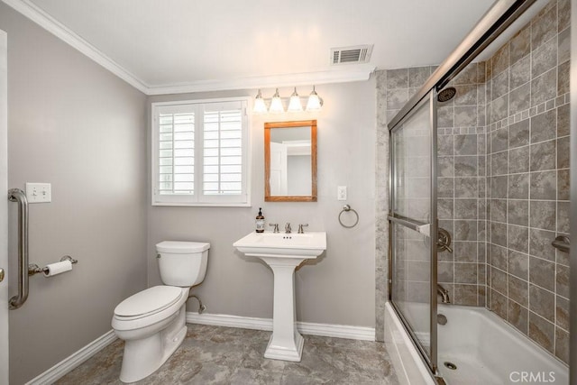 11009 Quill Ave, Sunland, CA 91040 - full bathroom with shower / bath combination with glass door and crown molding