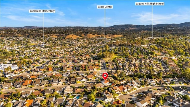 24861 Camberwell St, Laguna Hills, CA 92653 - aerial view of property and surrounding area with mountains and nearby suburban area