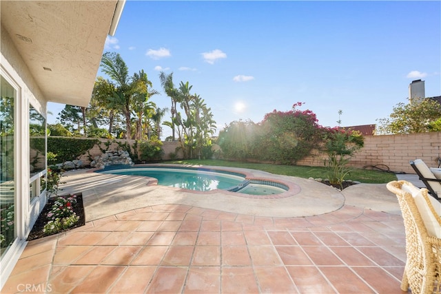 24861 Camberwell St, Laguna Hills, CA 92653 - view of pool featuring a fenced backyard, a patio area, and a pool with connected hot tub