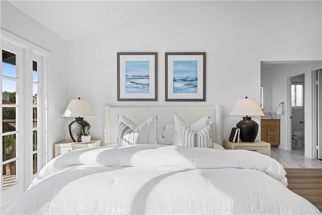 24861 Camberwell St, Laguna Hills, CA 92653 - bedroom featuring lofted ceiling, multiple windows, and marble finish flooring