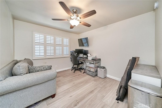 2424 S Gaffey St Unit 101, San Pedro, CA 90731 - home office featuring a ceiling fan and wood finished floors
