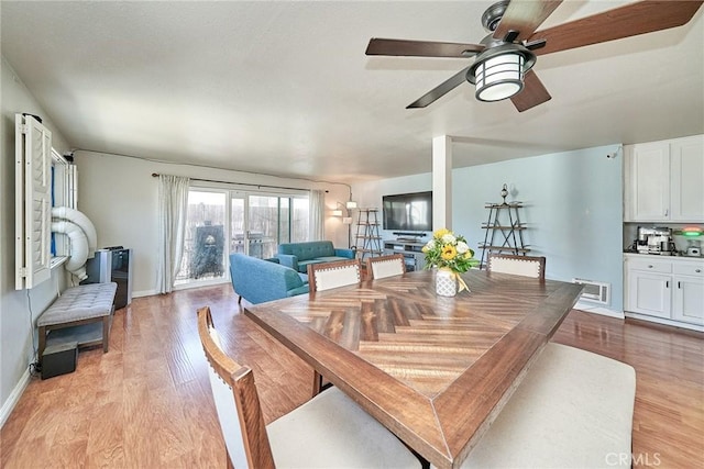 2424 S Gaffey St Unit 101, San Pedro, CA 90731 - dining room with light wood finished floors and a ceiling fan