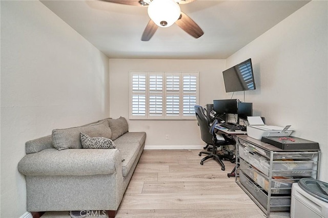 2424 S Gaffey St Unit 101, San Pedro, CA 90731 - home office featuring light wood-type flooring and a ceiling fan