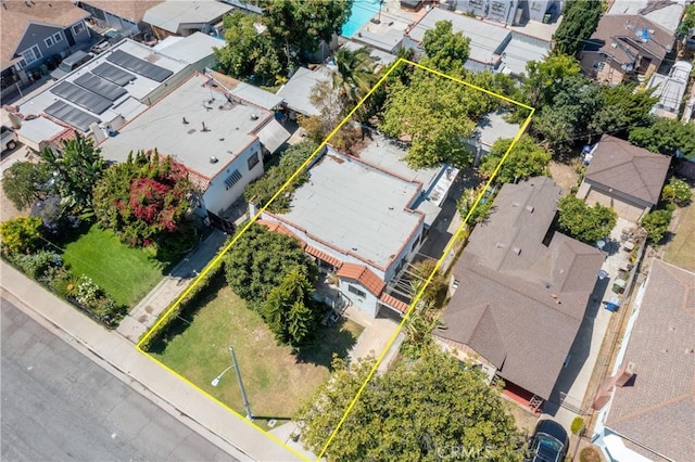 2439 California St, Walnut Park, CA 90255 - aerial perspective of suburban area featuring property parcel outlined