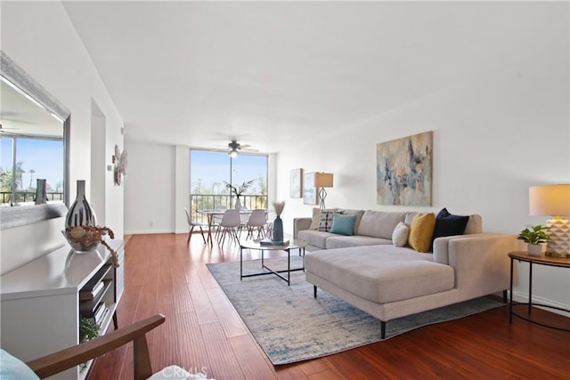 545 Chestnut Ave Unit 411, Long Beach, CA 90802 - living area with ceiling fan and wood finished floors