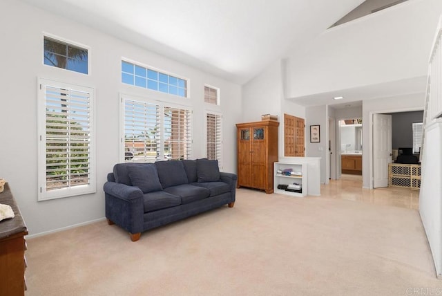 4356 Point Reyes Ct, Carlsbad, CA 92010 - living area with high vaulted ceiling and light colored carpet