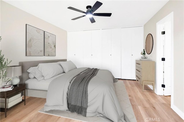 7364 Layton St, Rancho Cucamonga, CA 91730 - bedroom with light wood-style flooring and ceiling fan