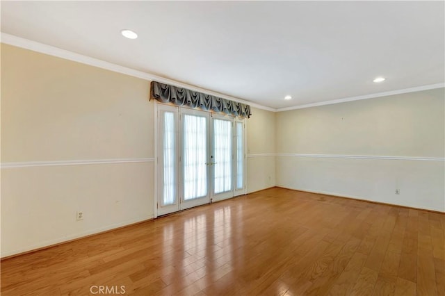 1318 Sao Paulo Ave, Placentia, CA 92870 - unfurnished room with wood finished floors, recessed lighting, and crown molding