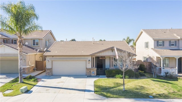 32765 Santa Cruz, Lake Elsinore, CA 92530 - traditional-style house with an attached garage, a tiled roof, concrete driveway, and stucco siding
