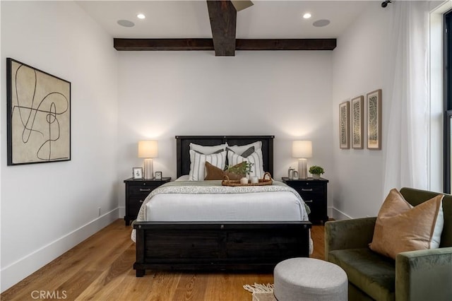 3325 Sagewood Hills Rd, Vista, CA 92084 - bedroom with beam ceiling, light wood-type flooring, and recessed lighting
