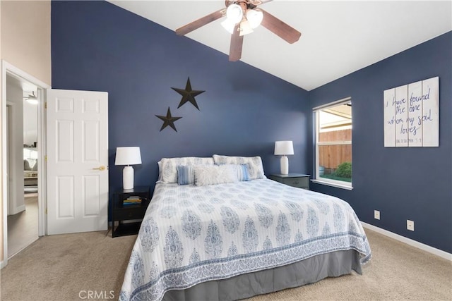 1101 Admiral Ln, Chico, CA 95973 - carpeted bedroom with lofted ceiling and a ceiling fan