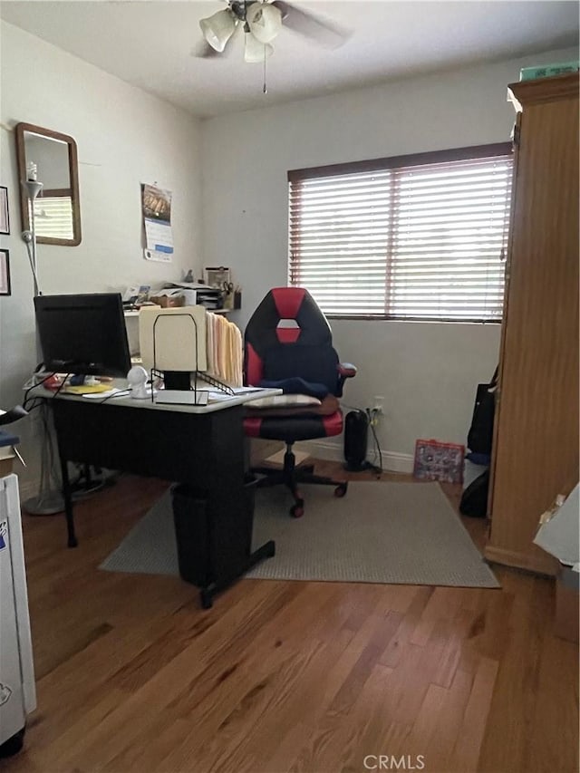 7957 Sausalito Ave, West Hills, CA 91304 - office featuring ceiling fan and wood finished floors
