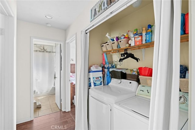1269 Country Hill Rd, Santa Maria, CA 93455 - laundry room featuring separate washer and dryer and wood finished floors