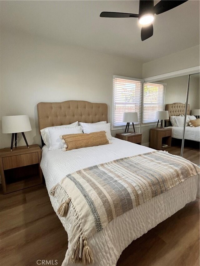 1610 266th St, Harbor City, CA 90710 - bedroom with wood finished floors, a closet, and a ceiling fan