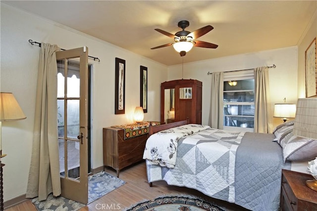 404 N Vinedo Ave, Pasadena, CA 91107 - bedroom with wood finished floors, crown molding, and ceiling fan