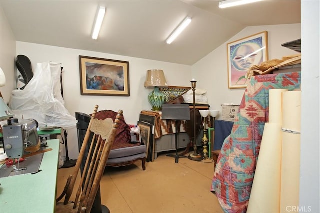 404 N Vinedo Ave, Pasadena, CA 91107 - miscellaneous room featuring lofted ceiling and concrete flooring