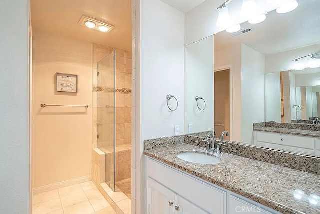 2209 W 25th St Unit 7, San Pedro, CA 90732 - bathroom with a stall shower, vanity, and tile patterned flooring