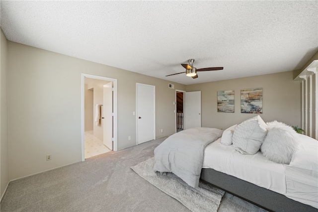 514 Mohawk Dr, Placentia, CA 92870 - bedroom featuring light carpet, ceiling fan, a textured ceiling, and ensuite bathroom