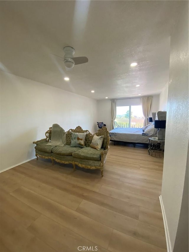 1640 Neil Armstrong St Unit 306, Montebello, CA 90640 - living area with ceiling fan, light wood-style floors, and recessed lighting