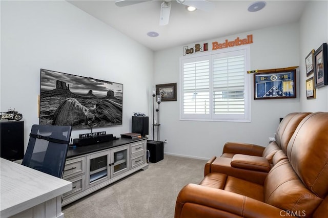 30159 Honor Ct, Menifee, CA 92584 - living room with light colored carpet and a ceiling fan