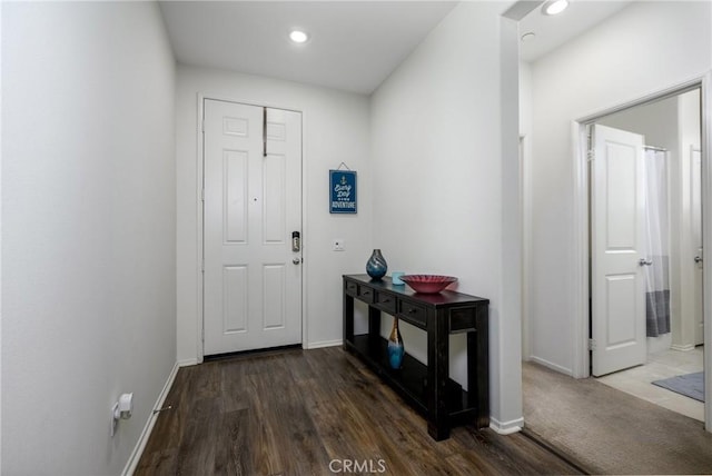30159 Honor Ct, Menifee, CA 92584 - foyer with dark wood-style flooring and recessed lighting