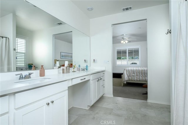30159 Honor Ct, Menifee, CA 92584 - ensuite bathroom with double vanity and ceiling fan