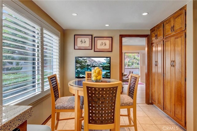 6272 Riviera Cir, Long Beach, CA 90815 - dining area featuring plenty of natural light, light tile patterned floors, and recessed lighting