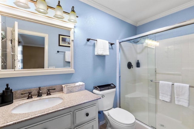 6636 Indian Cove Rd Unit 29, Palms, CA 92277 - full bathroom with crown molding, vanity, and a stall shower
