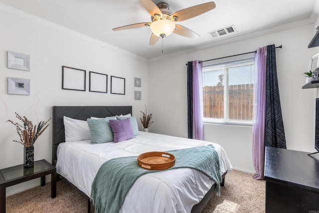6636 Indian Cove Rd Unit 29, Palms, CA 92277 - carpeted bedroom featuring ornamental molding and ceiling fan