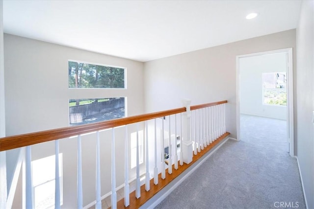 26932 St Julian Cir, Murrieta, CA 92563 - hall featuring carpet floors, recessed lighting, and an upstairs landing