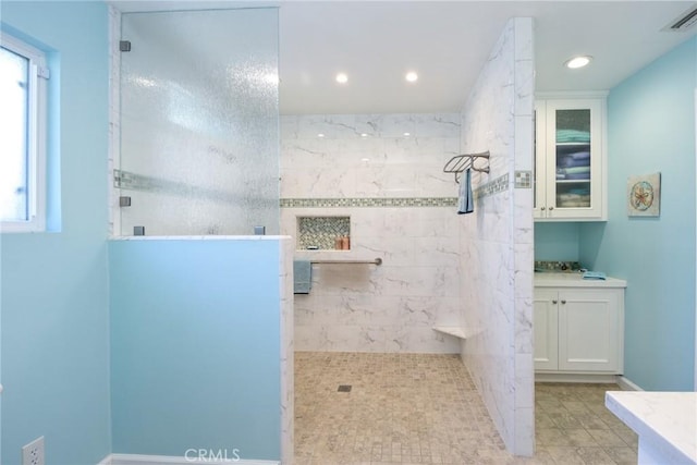 25355 Auld Ave, Hemet, CA 92544 - full bathroom with vanity, walk in shower, and recessed lighting
