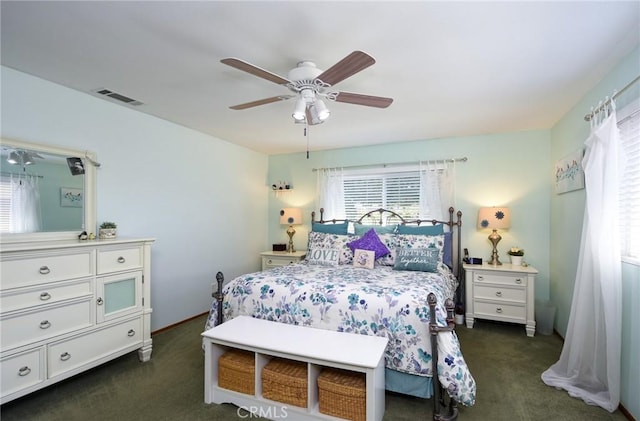 25355 Auld Ave, Hemet, CA 92544 - bedroom with dark carpet and ceiling fan