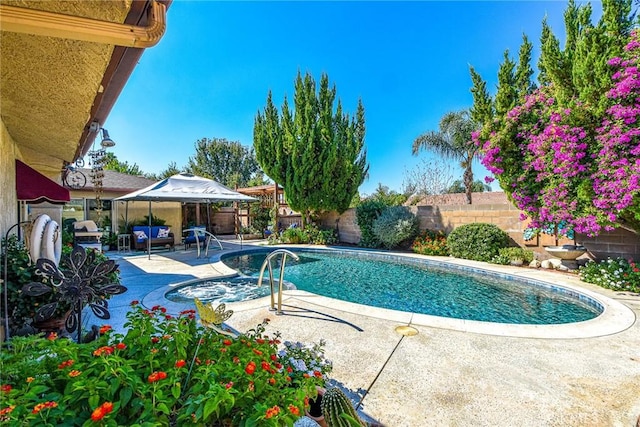 25355 Auld Ave, Hemet, CA 92544 - view of swimming pool with a gazebo, a fenced backyard, and a patio