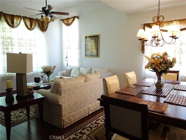 43890 Moccasin Pl, Lancaster, CA 93536 - living area with ceiling fan and a chandelier